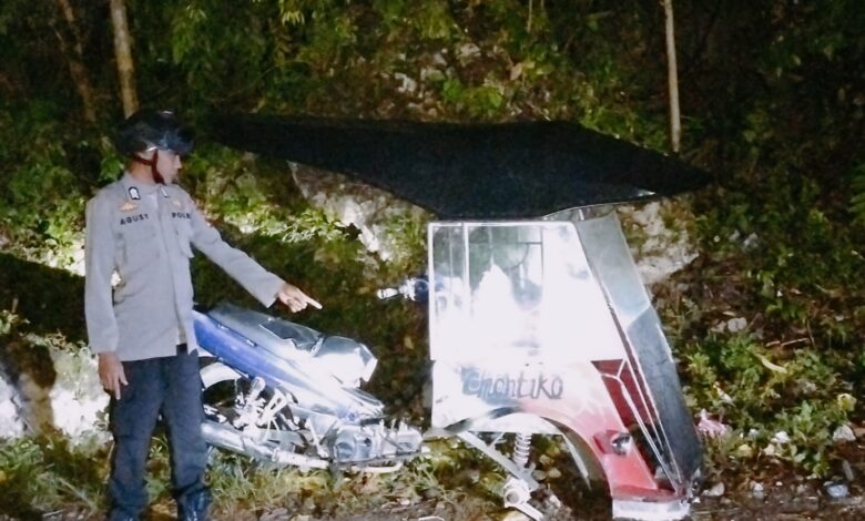 Polisi Amankan TKP Laka Lantas Motor Vs Bentor di Pagimana