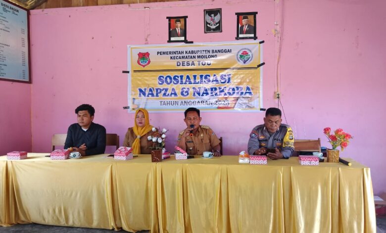 Bhabinkamtibmas Polsek Toili Sosialisasi Bahaya Narkoba di Desa Tou