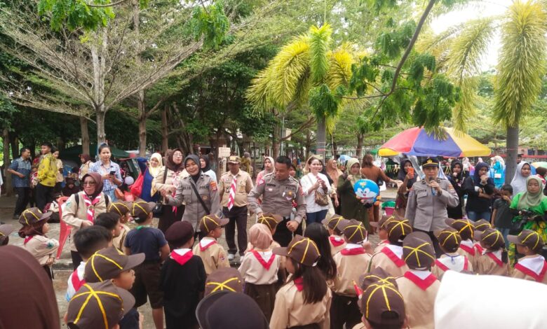 Polisi Berikan Edukasi ke Peserta Camping Day Pramuka Prasiaga PAUD/TK-SD